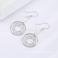 Jewelry Boho Large White CZ 925 Silver Earrings